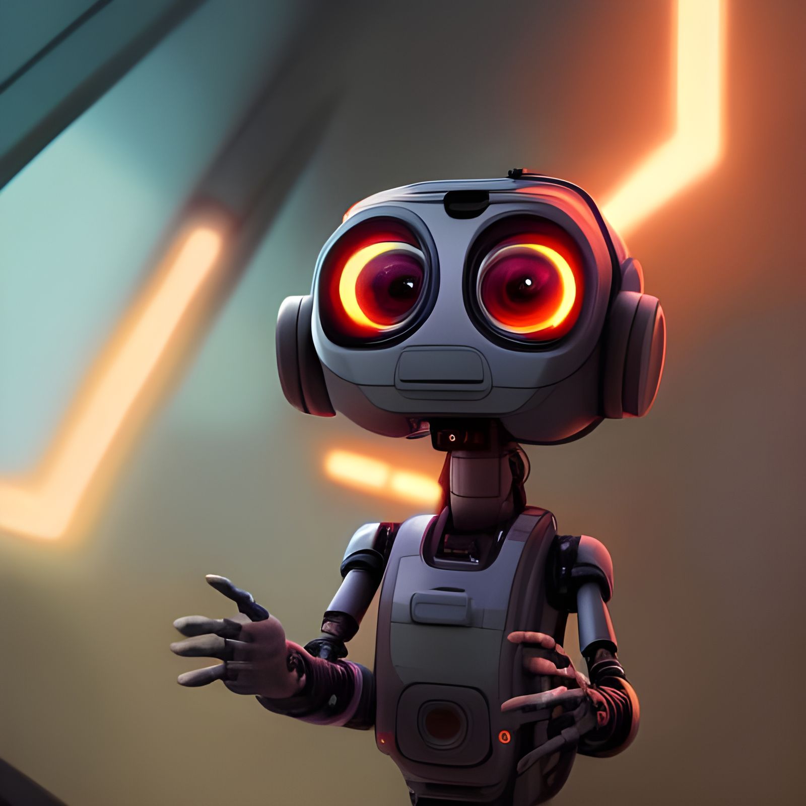 Adorable Robot Johnny 5 in Digital Illustration Style