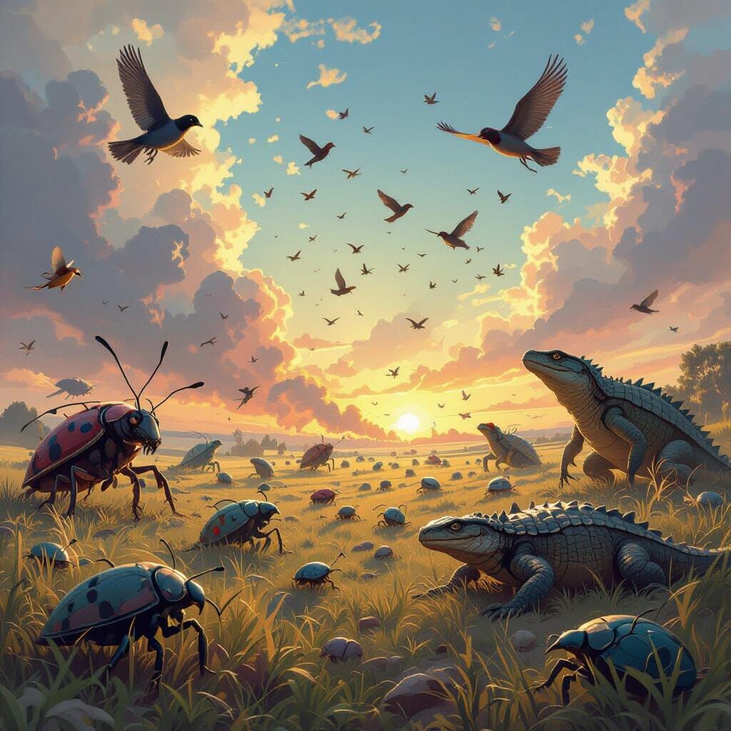 Epic Battlefield: Bugs, Birds, and Reptiles Clash