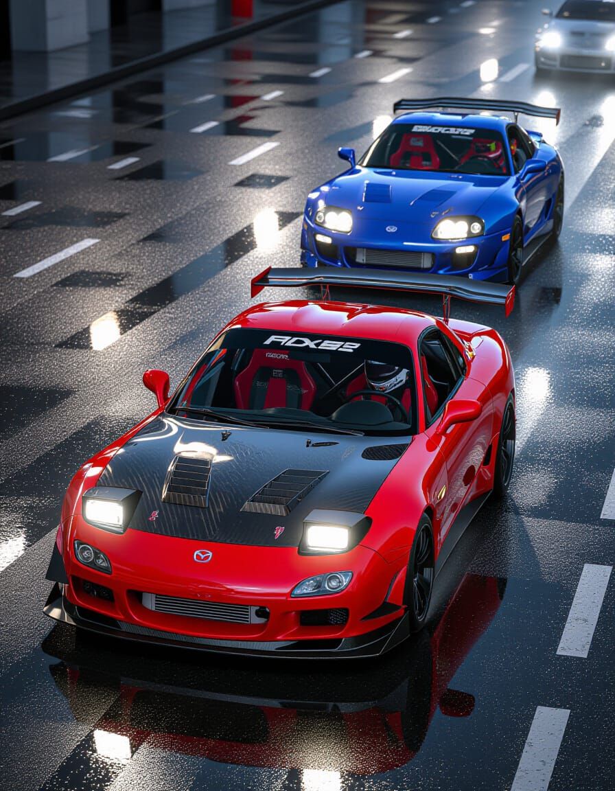 Hyper-Realistic RX7 Leads Supra in Detailed Car Chase