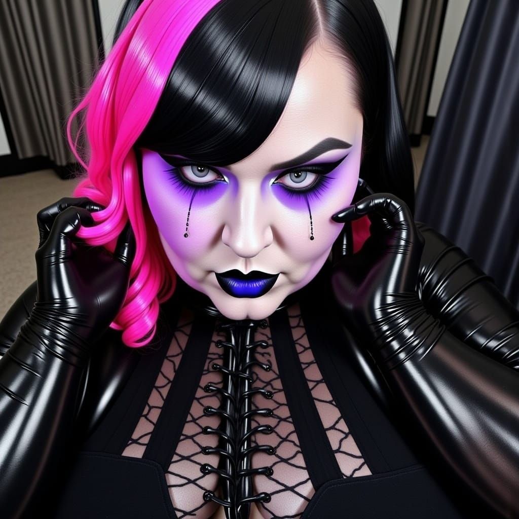 Edgy Woman with Cyberpunk Style and Bold Features