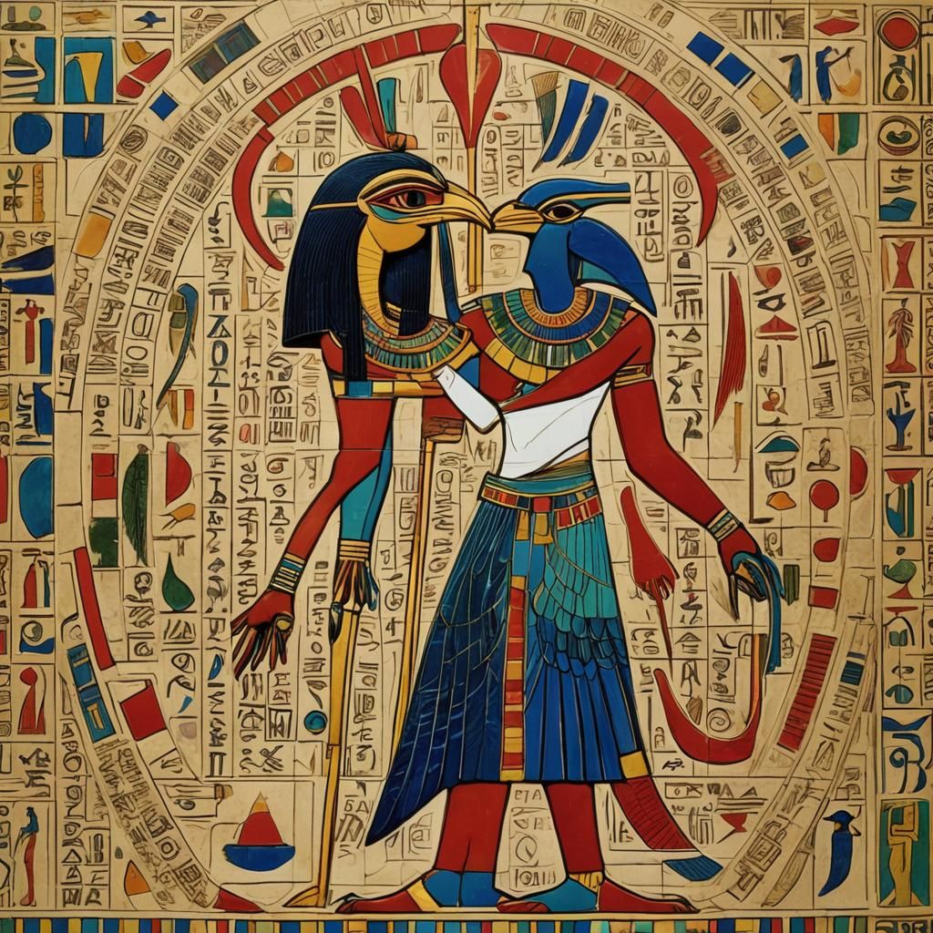 Thoth Weighs Heart in Pop Art Style