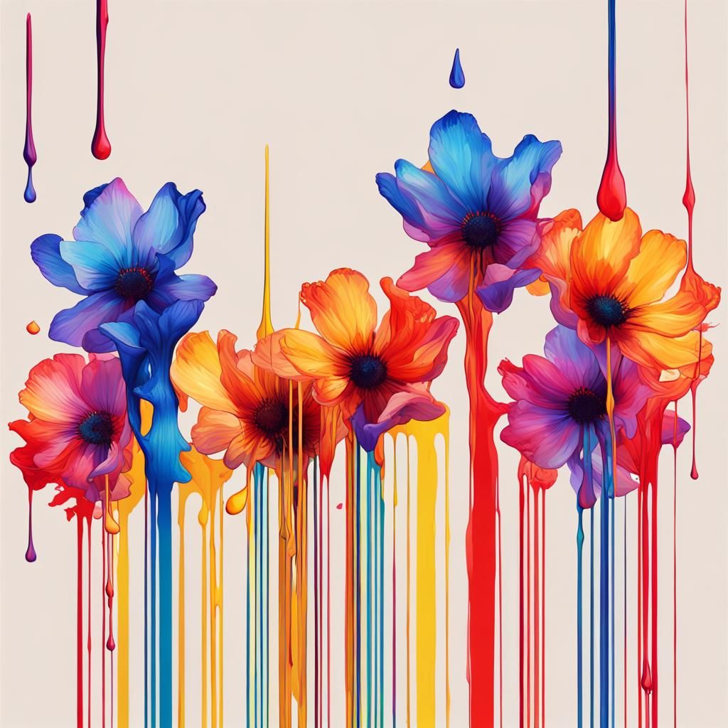 Melting Flowers in Pop Art Style