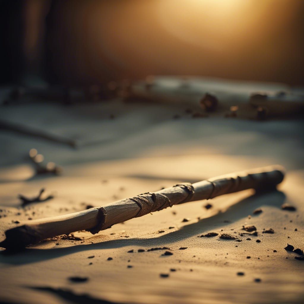 Worn Wooden Stick Close-Up in Sepia Tone