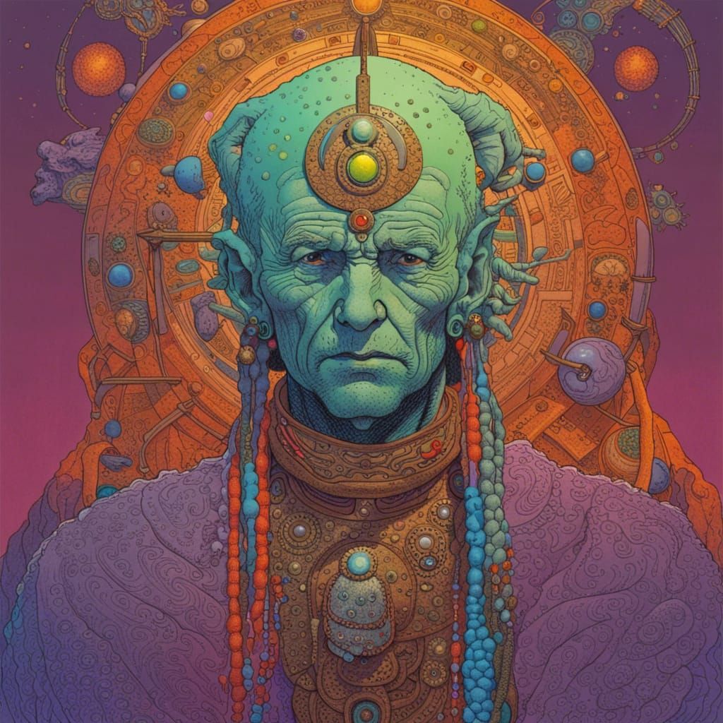 Astronaut Shaman Portrait in Moebius Comic Style