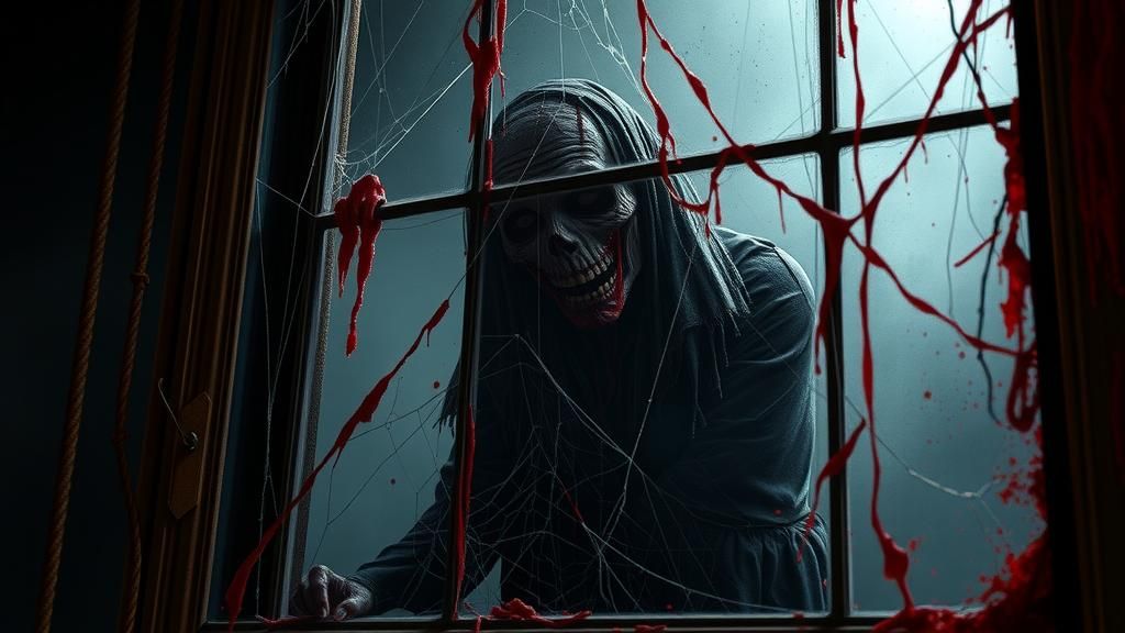 Eerie Figure in Haunted Mansion, Hyper-Realistic Art