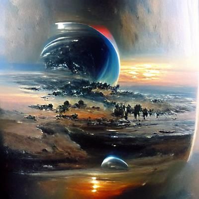 Exoplanet Landscape as Oil Painting