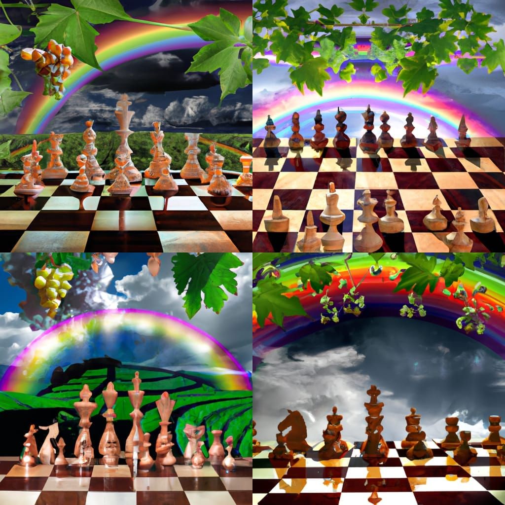 Chessboard with Vine Pieces in Realistic Style