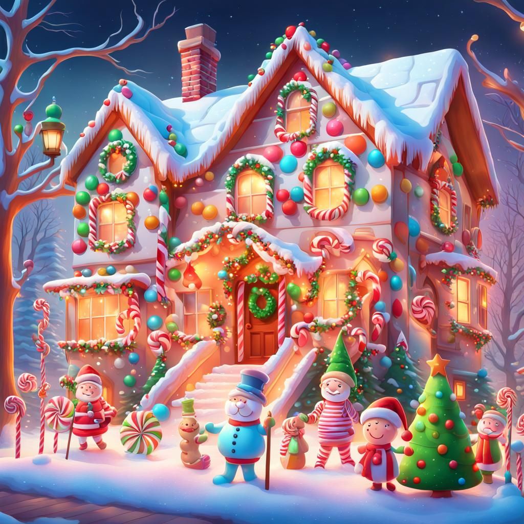Magical Christmas Family in Candy Art Style