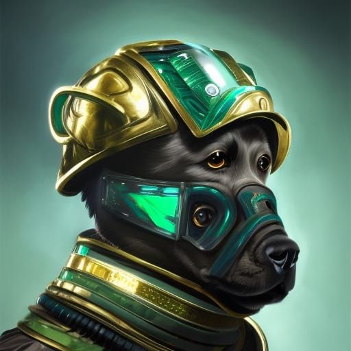 Cyberpunk Emerald Dog Soldier Portrait