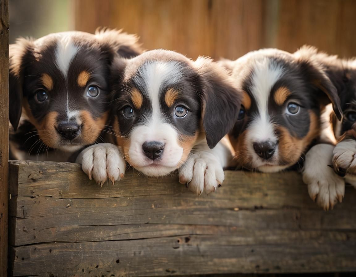 Puppies in the fence