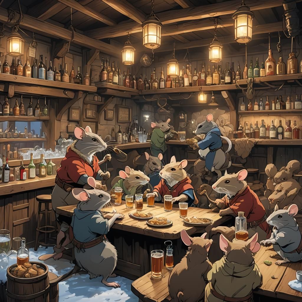 Redwall Rats Brawl in Snowy Tavern: Anime Style