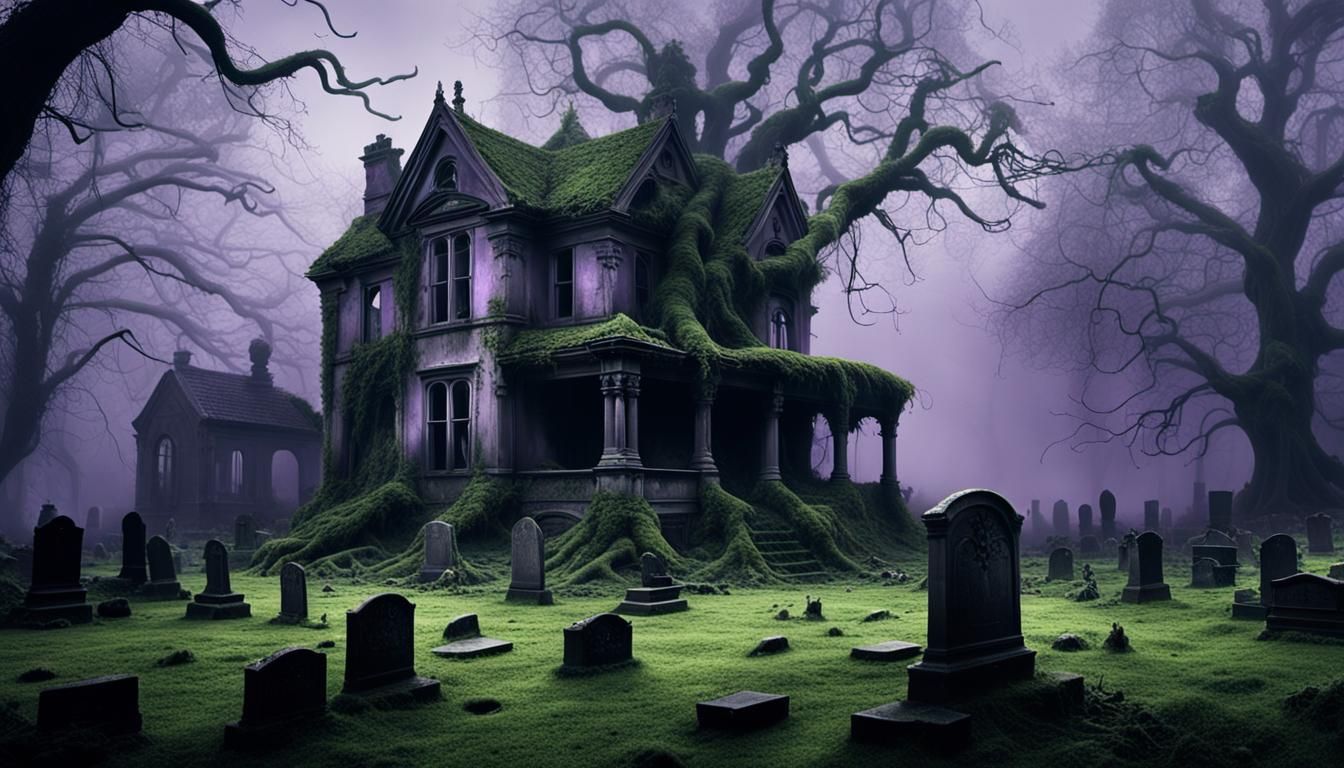 Eerie Abandoned House in Dark Romanticism Painting