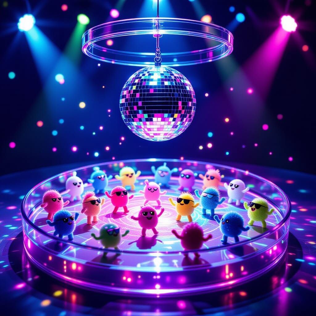 Microscopic Disco Club in Petri Dish