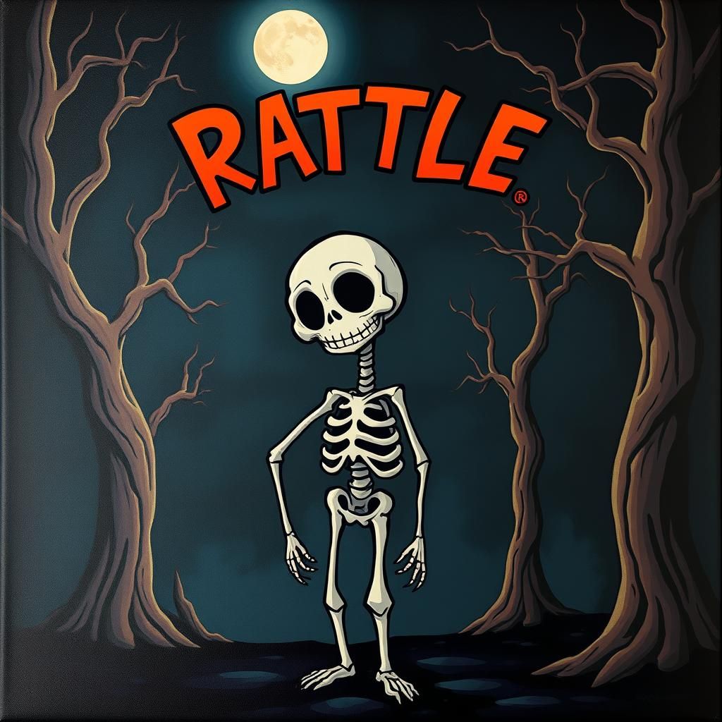 Whimsical Skeleton in Spooky Comic Art Style