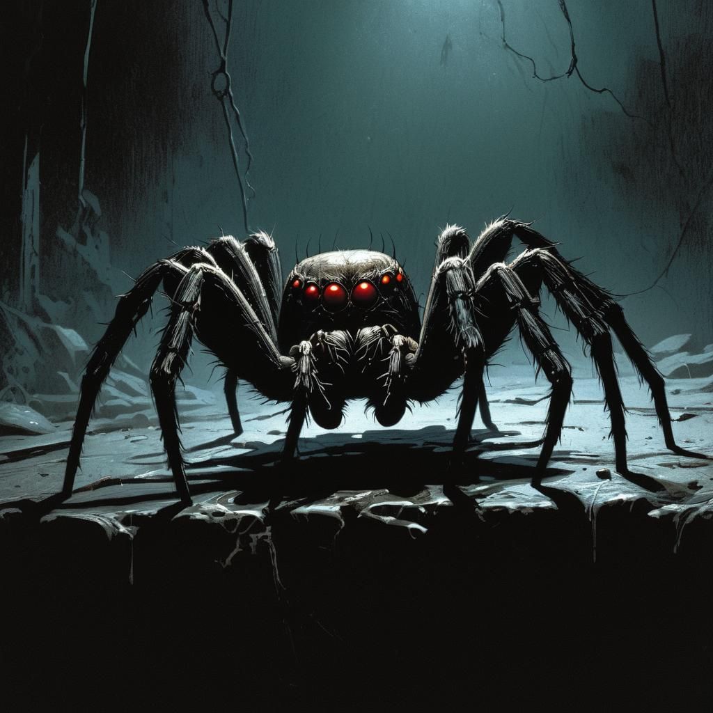 Spider in Dark Comic Book Art Style