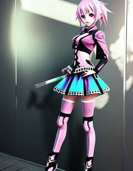 Pink Zombie Anime Girl in Digital Art