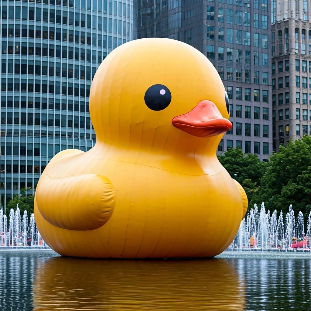 Giant Rubber Duck in Urban Oasis