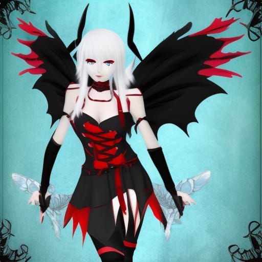 Gothic Anime Assassin Fairy with Lace and Wings
