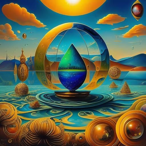 Surreal Hourglass Under a Dali-esque Sun