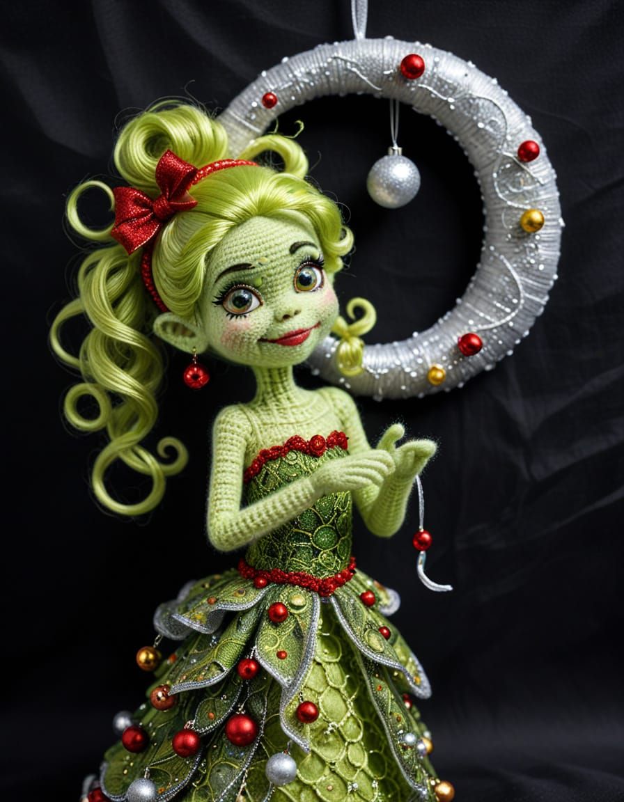 Klimt-Inspired Crochet Cindy Lou Chou as Grinch