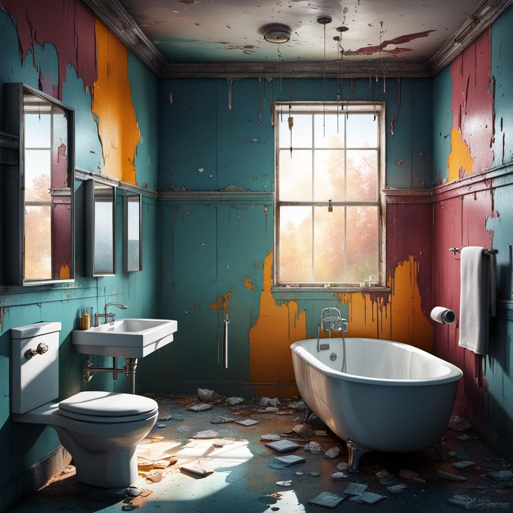 Hyperrealistic Abandoned Bathroom in 3D
