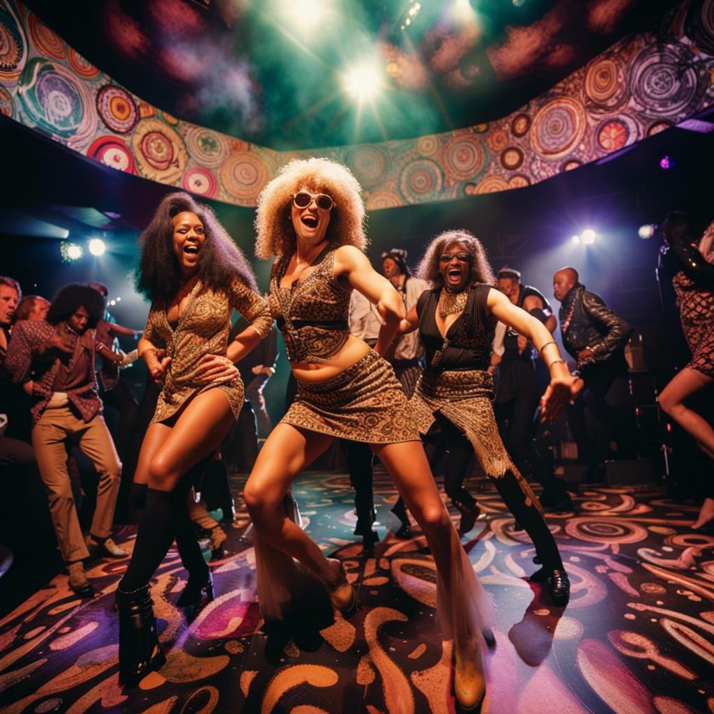 1970s Funky Rock Dancers in Psychedelic Photography