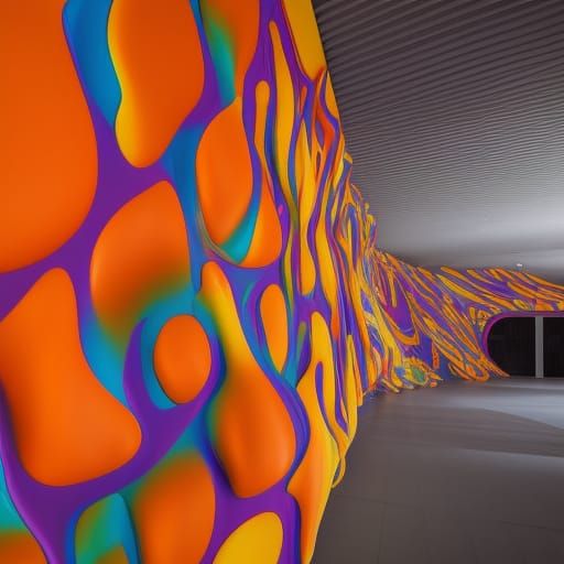 Colorful Abstract Sculpture on Modern Wall