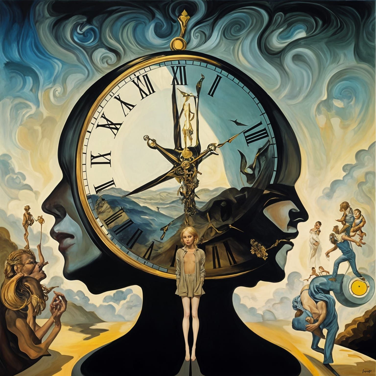 Surreal Clock Face Showing Forward and Reverse Time