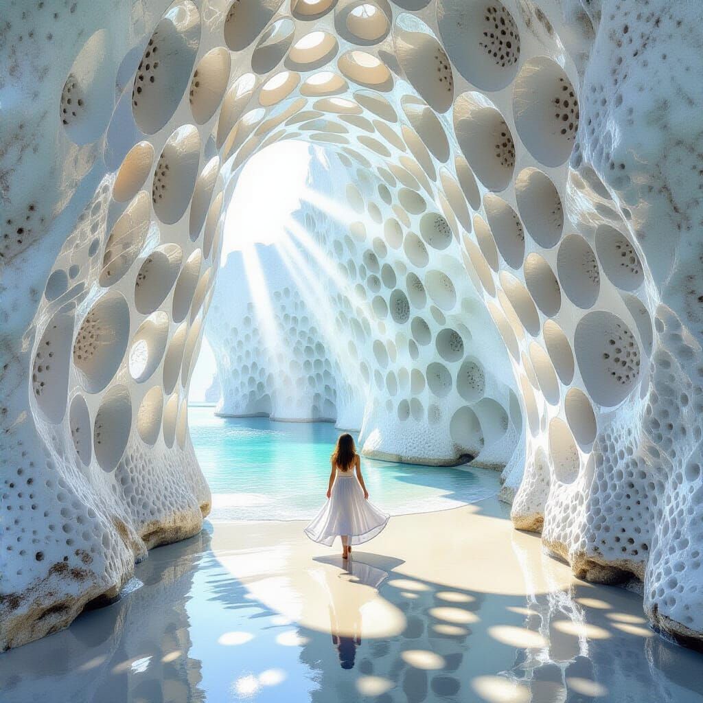 Surreal Fractal Dreamscape: Mushrooms and Sea Cliffs