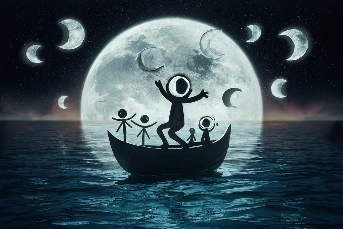 Dreamy Juggernaut Rides Dewdrop in Dark Ocean