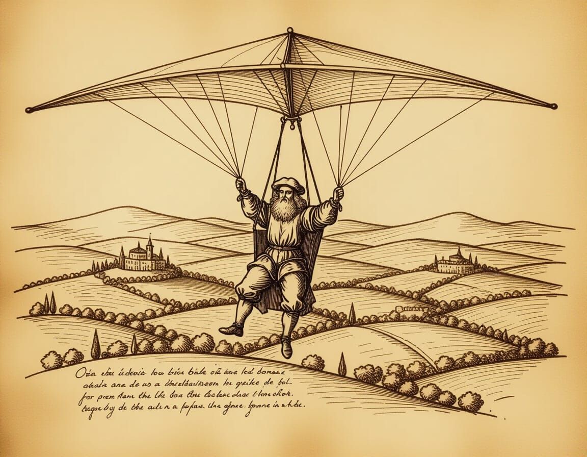 Glider draft by Leonardo da Vinci