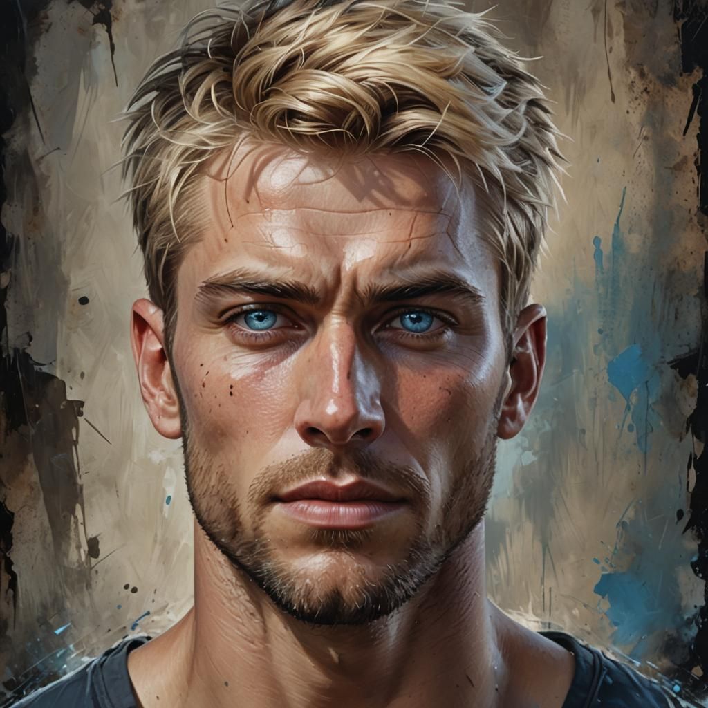 Hyperrealistic Portrait of a Handsome Blond Man