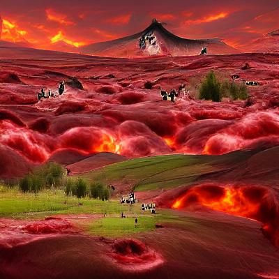 Infernal Landscape of Fire and Brimstone