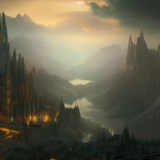 Lord of the Rings City: Detailed Fantasy Concept Art