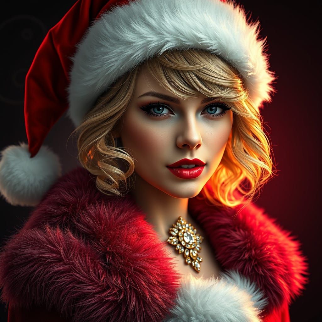 Crimson Santa Swift: Luxurious Winter Portrait