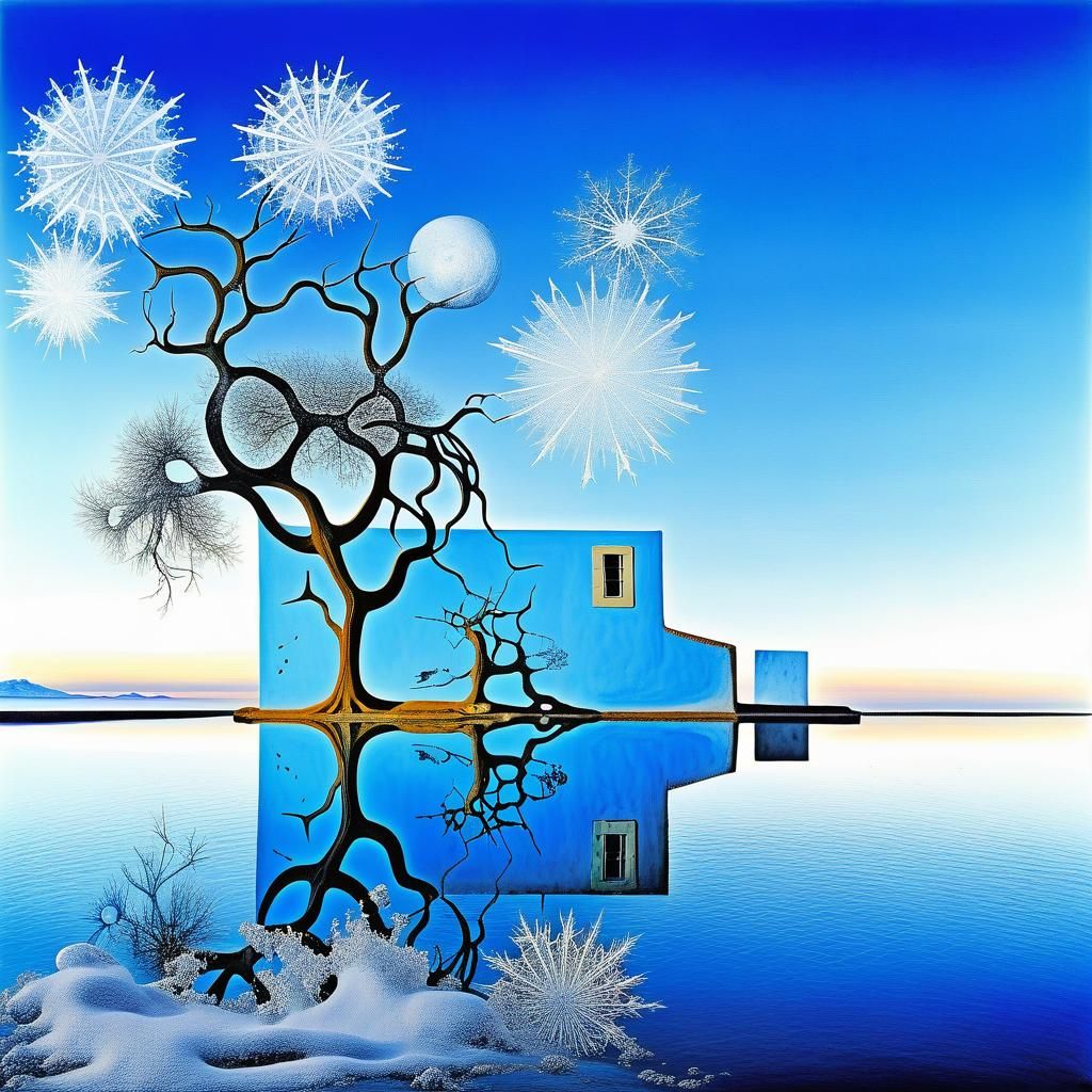 Dreamlike Winter Storm in a Dalí-esque Surrealist Style