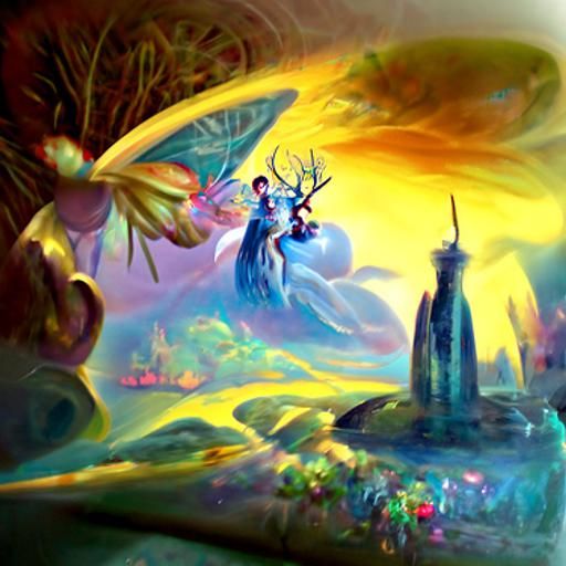 Ethereal Elves and Fairies in a Surreal Landscape