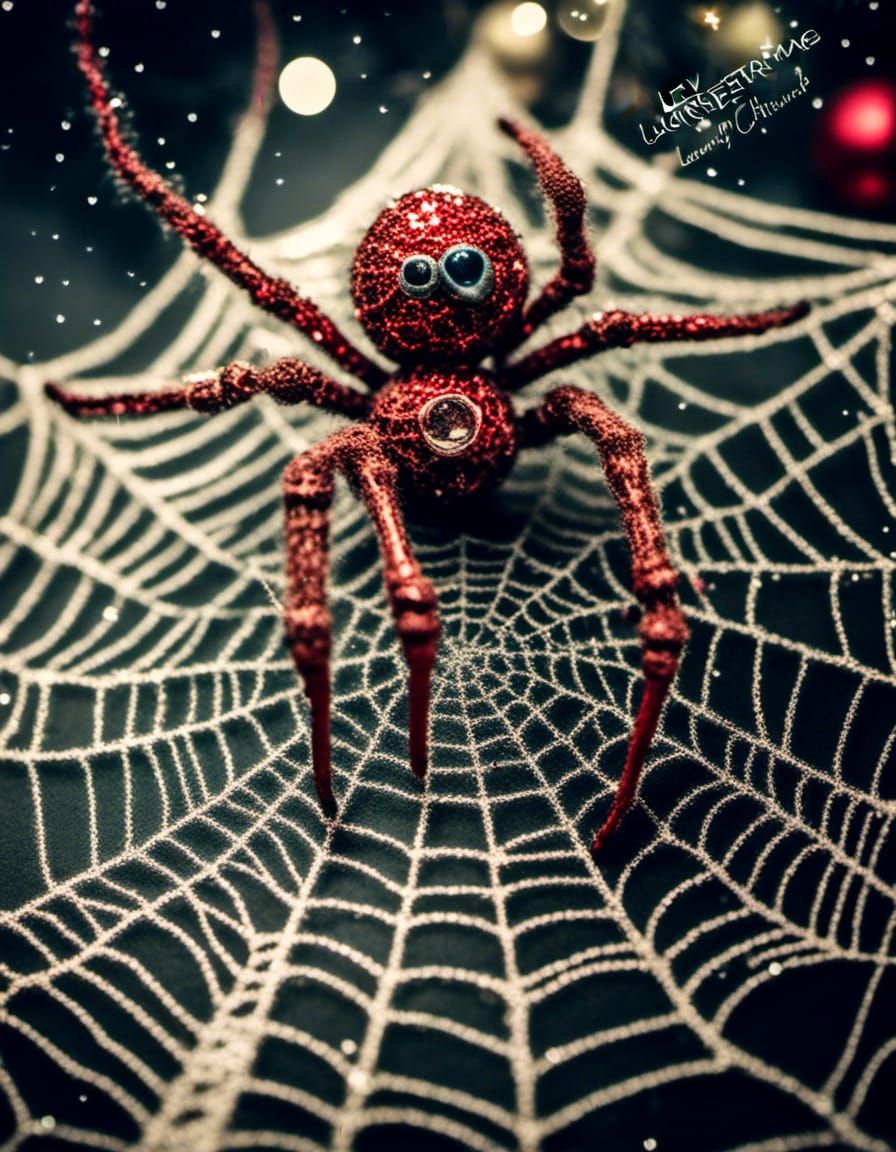 Joyful Christmas Spider in Expressionist Style