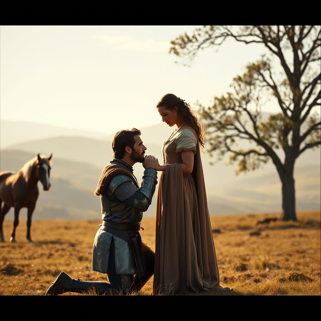 Chivalrous Medieval Knight in Adoration