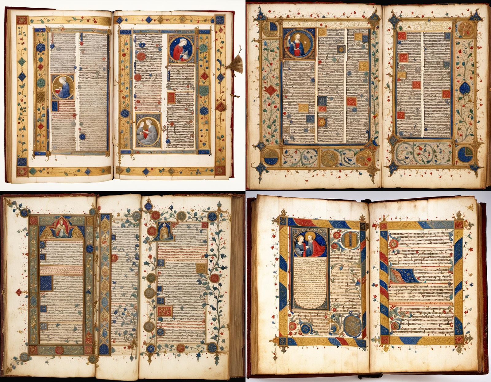 Illuminated Manuscript Page with Medieval Drawings