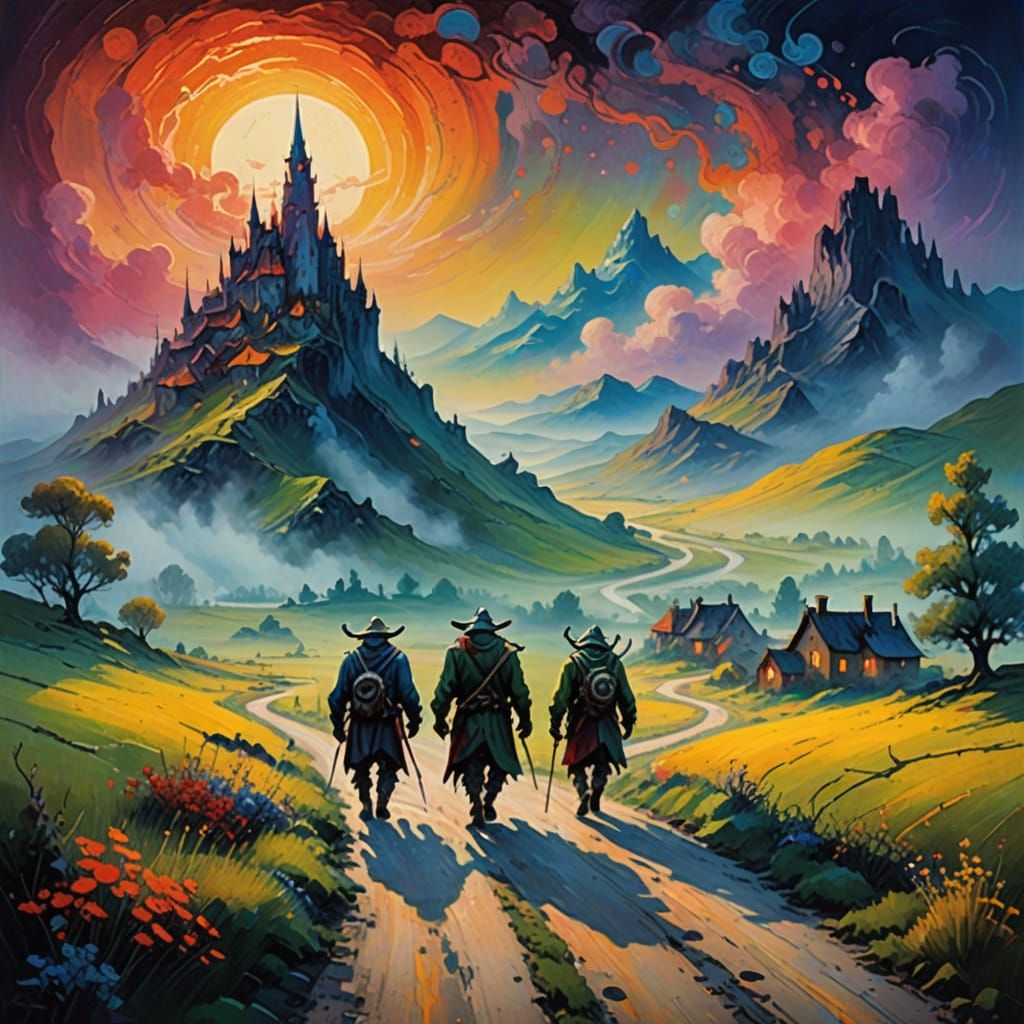 Whimsical Orcs Wander Through Dreamlike Landscape in Impress...