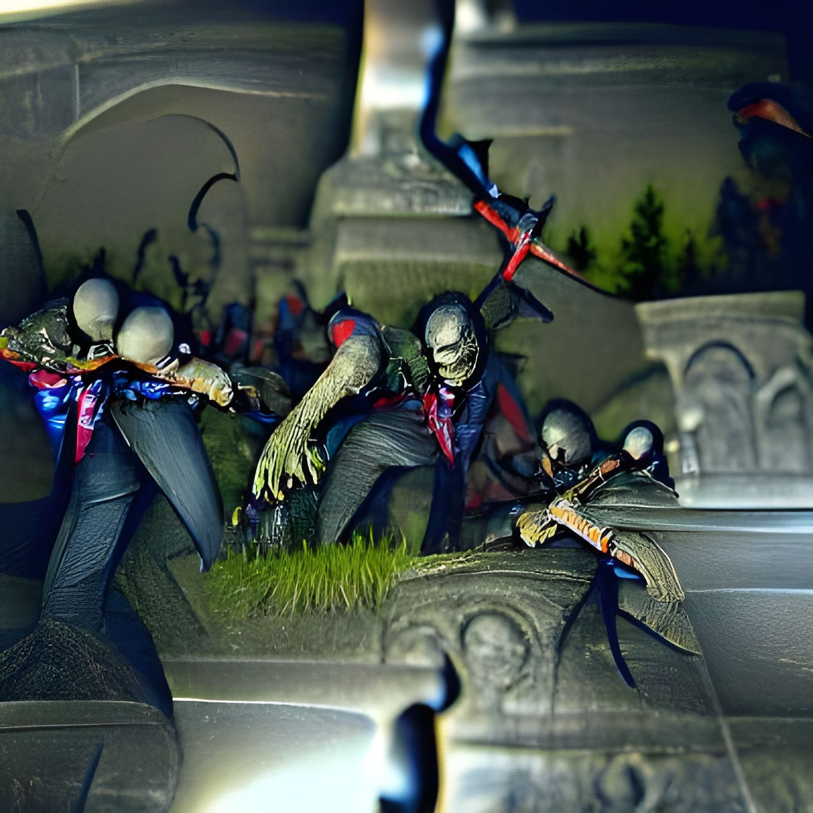 Sinister Zombies Rise in Graveyard Scene