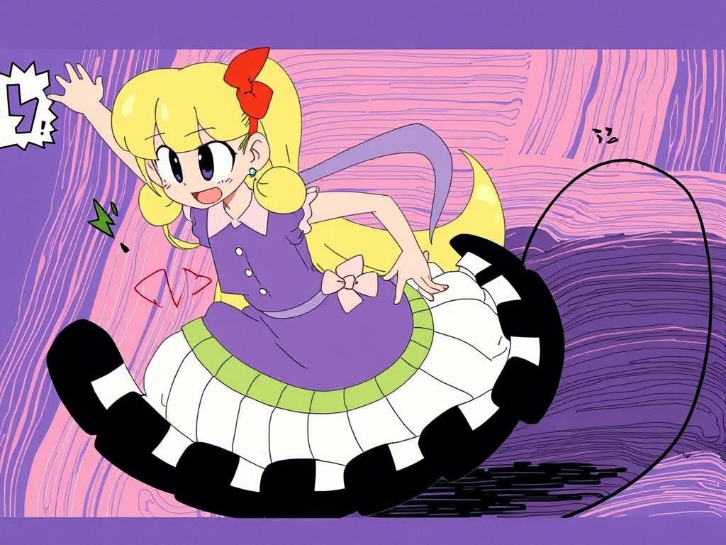 Anime Girl Cartoon with Dynamic Movement