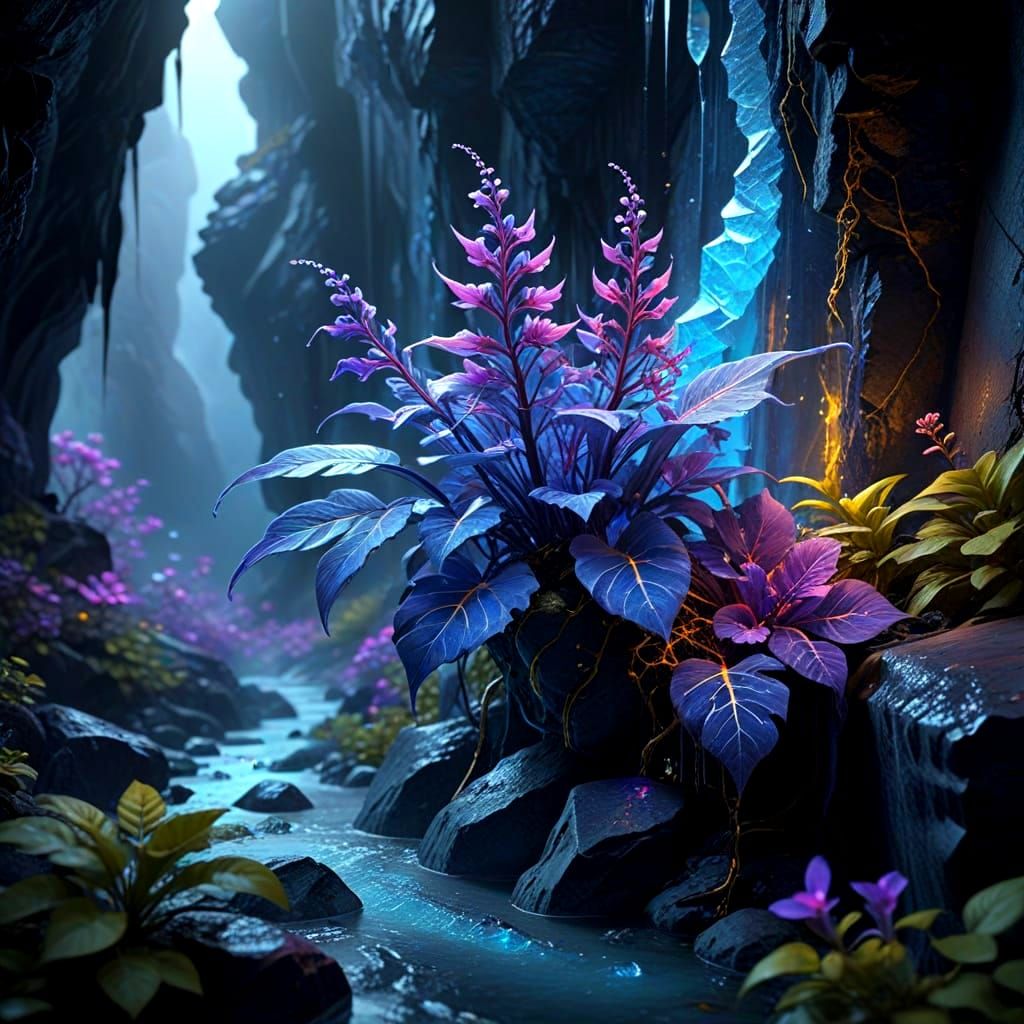 Fantastical Plant Growing Inside Glacier Crevasse