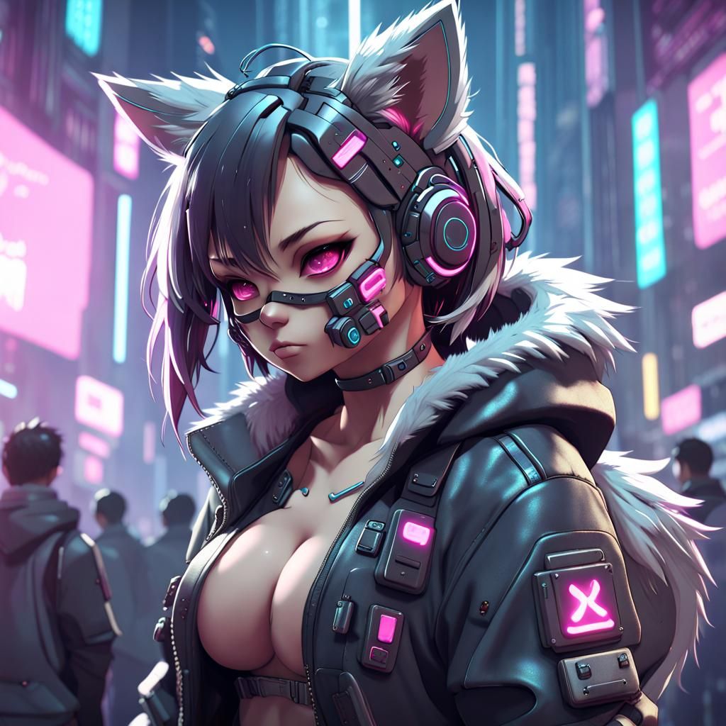 Cyberpunk Furry in Detailed 3D Anime Art