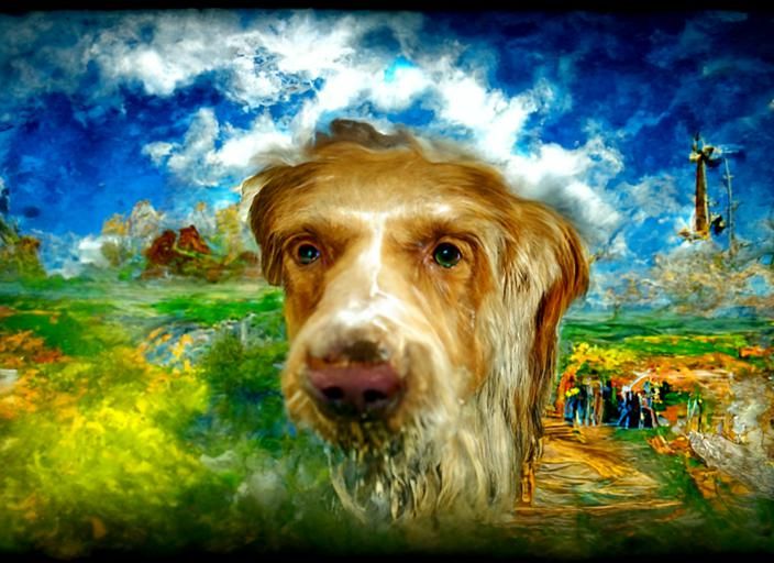 Dog at Heaven's Gate: Van Gogh Style Oil Painting
