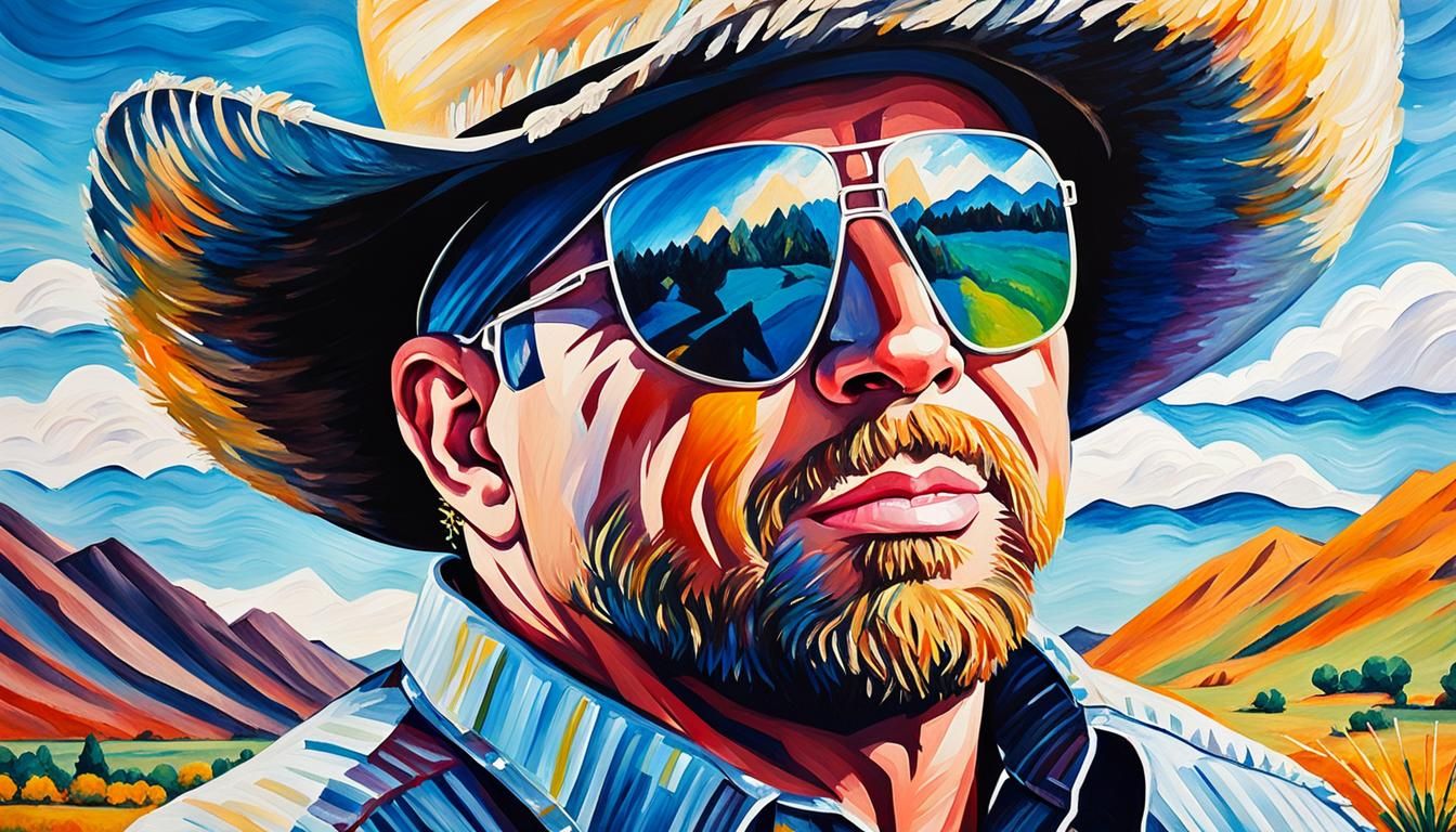 Garth Brooks Portrait in Pop Art Watercolor Style