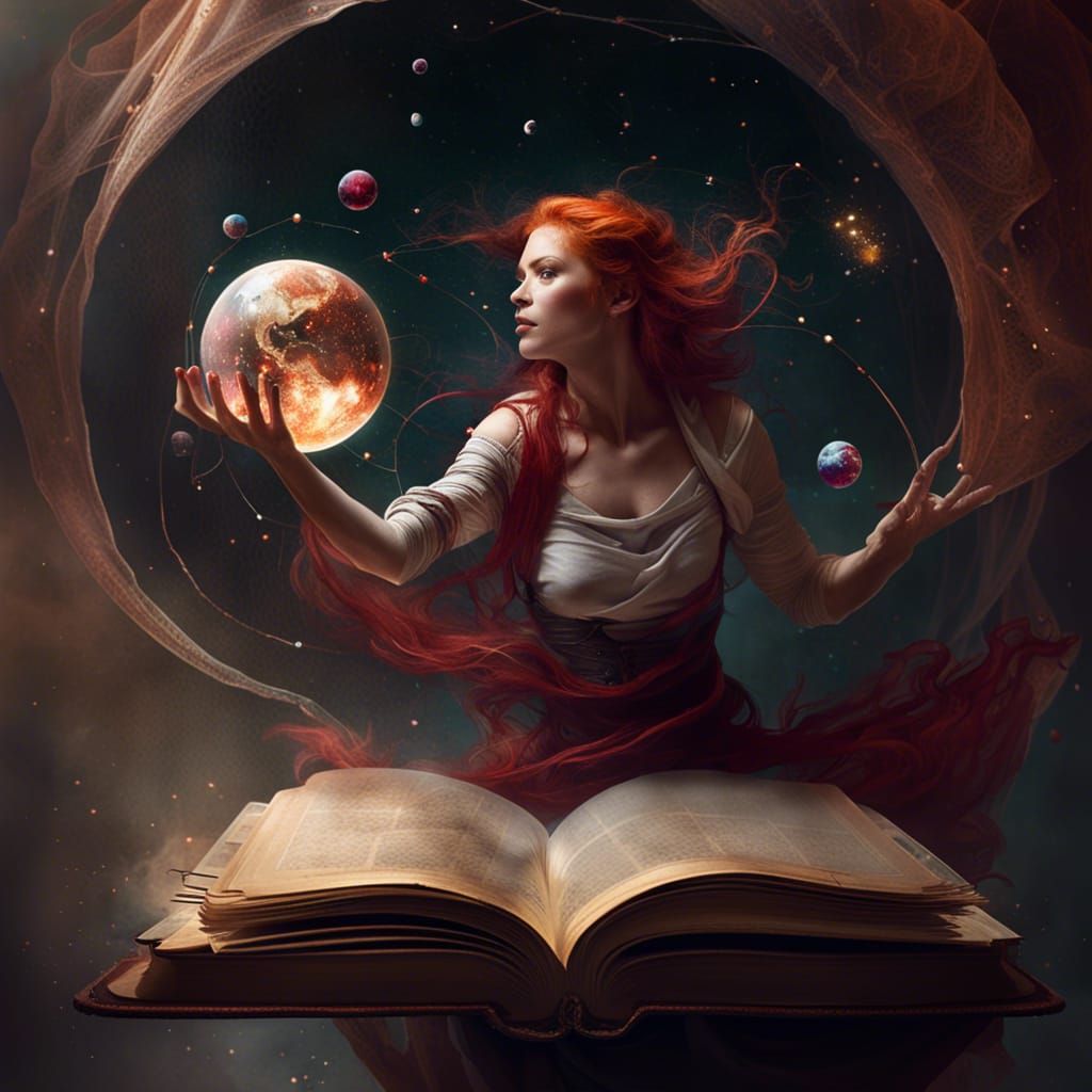 Redhead Dancer in Galaxy Book: Digital Illustration