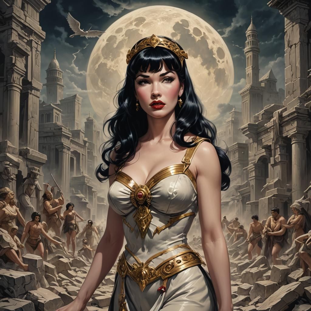 Bettie Page as Antigone in Anime Style