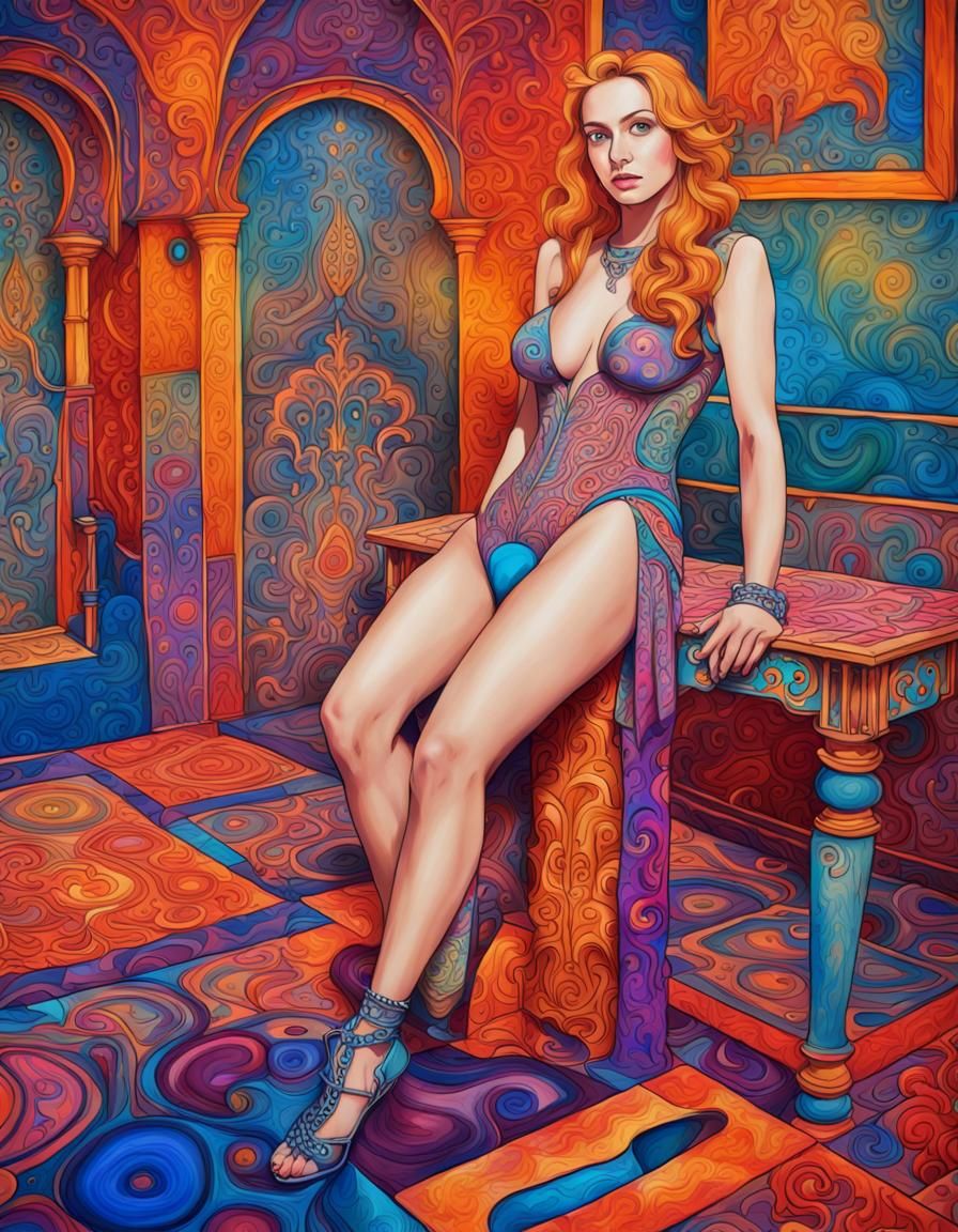 Psychedelic Fantasy Castle Royal Bedroom Date
